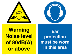 Warning Noise level of 80dB(A) or above. Ear protection must be worn in this area